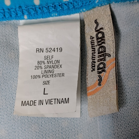 SASSAFRASS SWIMWEAR L Tankini Blue Polka Dot Lace - Picture 8 of 8